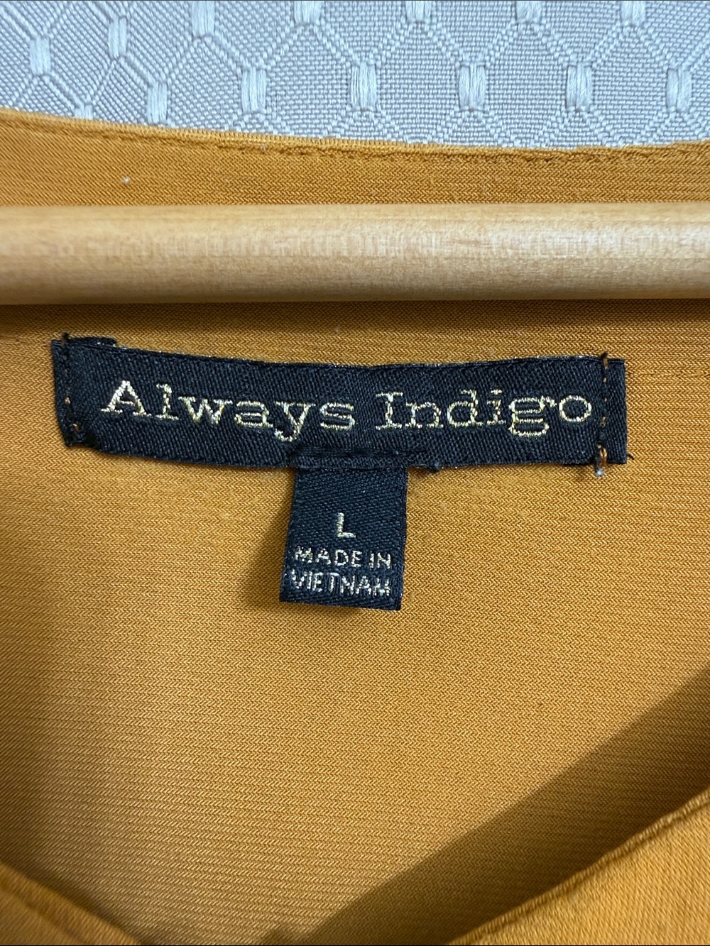 Always Be Joyful Mustard V-Neck Short Sleeve Top with Zip & Lattice Sleeves - Picture 4 of 4